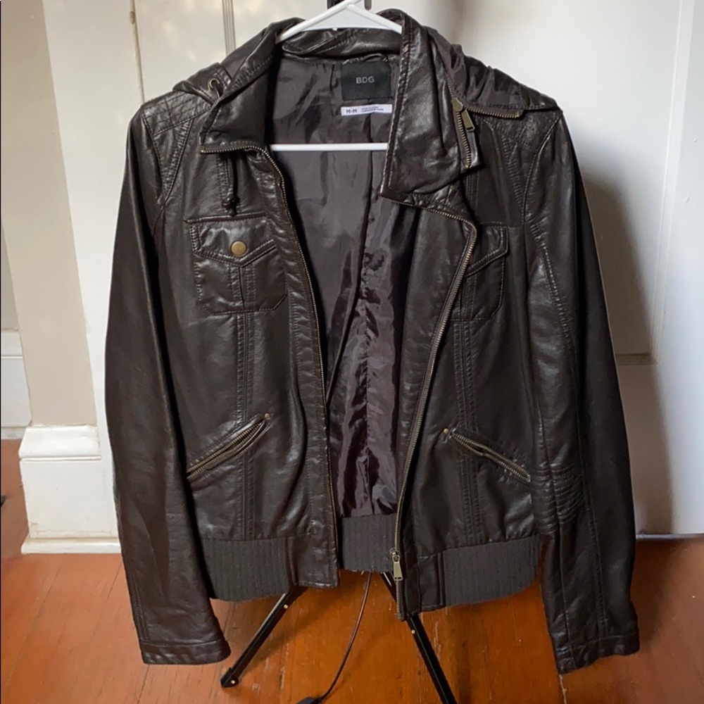 Brown Faux Leather Jacket, size Medium, BDG